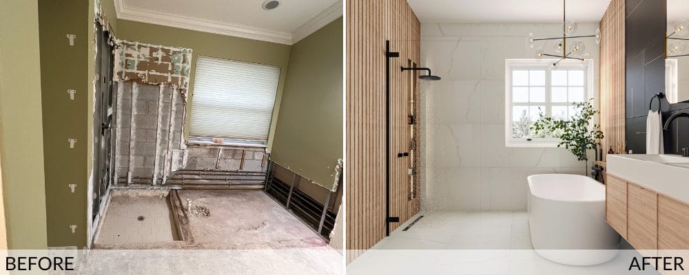 Master bathroom reno before and after design by Decorilla