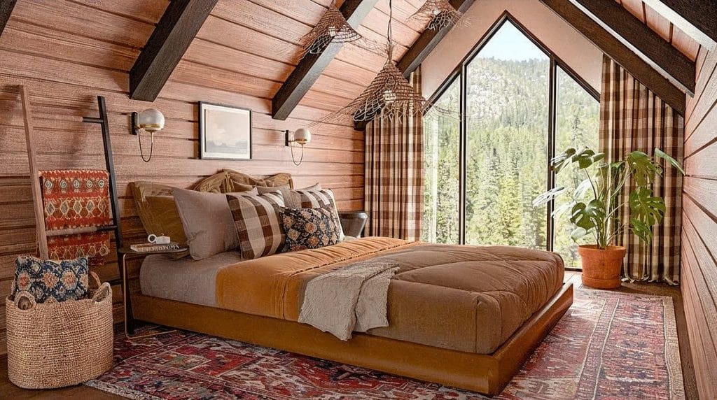 Transitional bedroom with cool boho lighting for small bedrooms by DECORILLA designer, Marya W. 