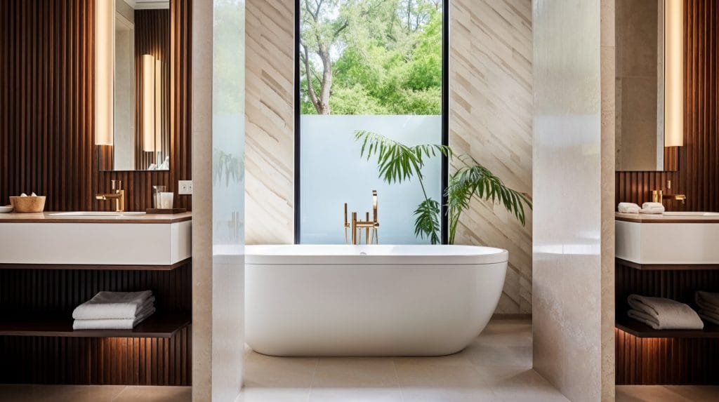 Asian Zen bathroom interior by Decorilla