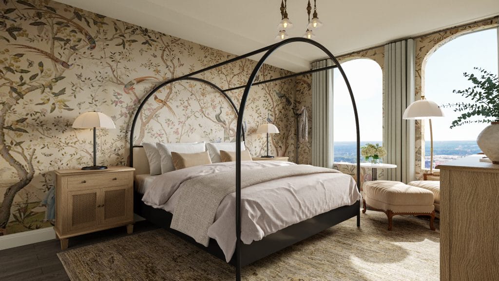 Classic contemporary master bedroom interior design by Decorilla