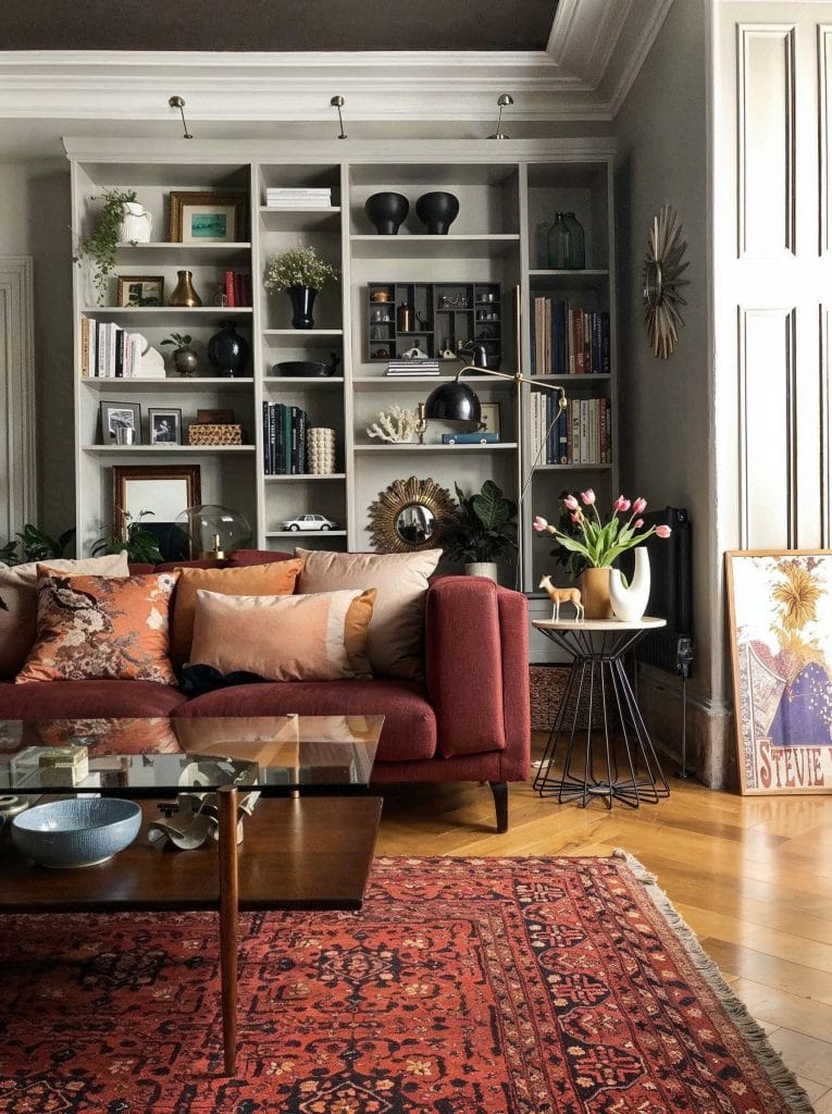 Cozy cafecore interiors by Decorilla designer Sarah R. 