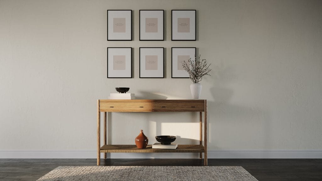 Elegant focal point in a hallway by Decorilla