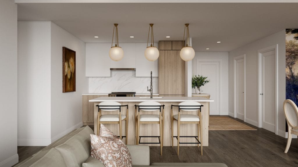 Texture dominates this classic contemporary kitchen interior by Decorilla
