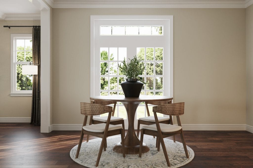 Balanced layout in a Craftsman breakfast nook by Decorilla