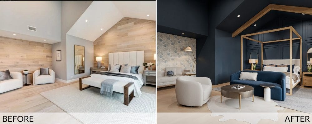 Bespoke bedroom before and after design by Decorilla