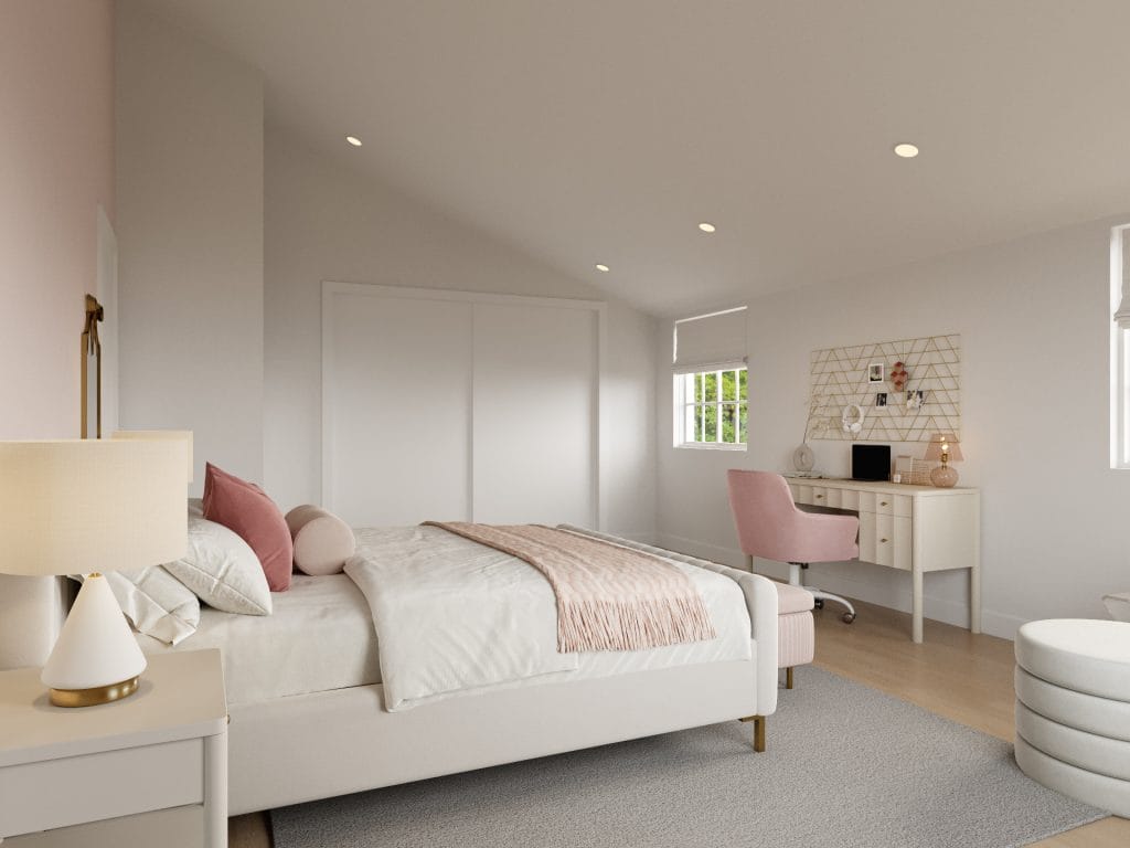 Bespoke bedroom design by Decorilla solving space without excess