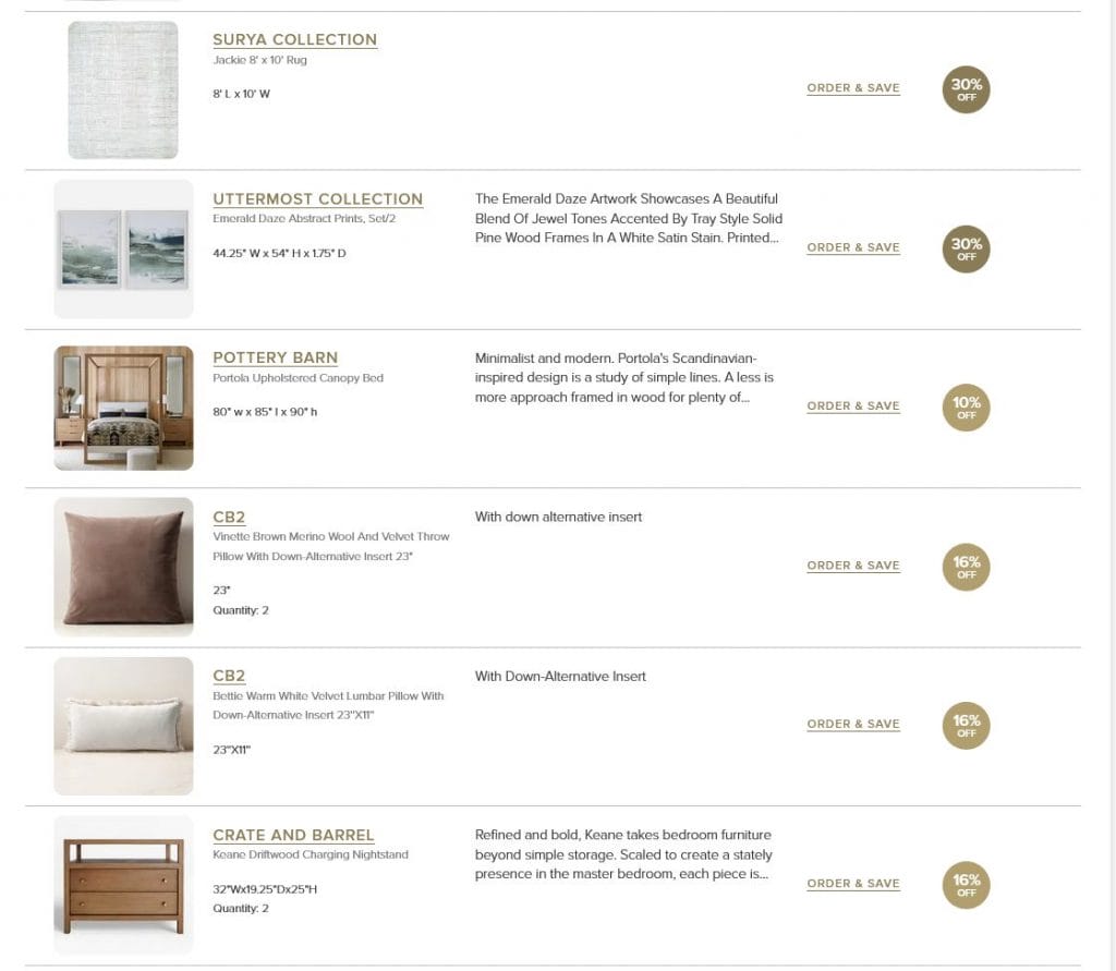 Bespoke bedrooms design shopping list by Decorilla