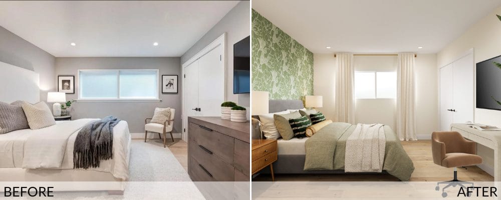 Bespoke guest bedroom before and after design by Decorilla