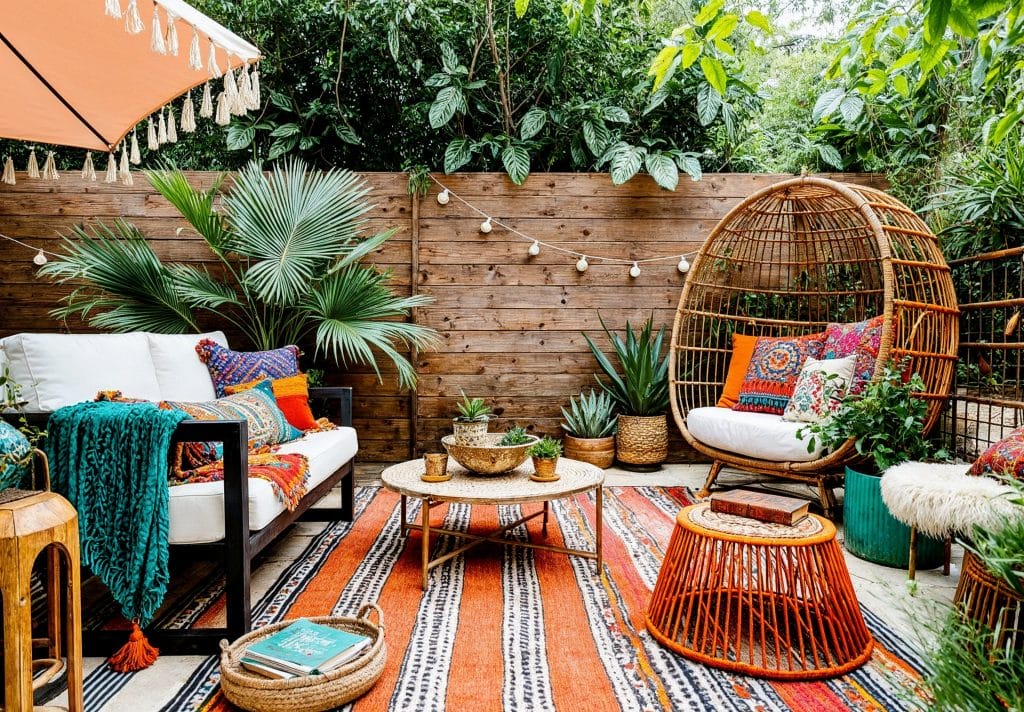 Boho eclectic patio decor by Decorilla
