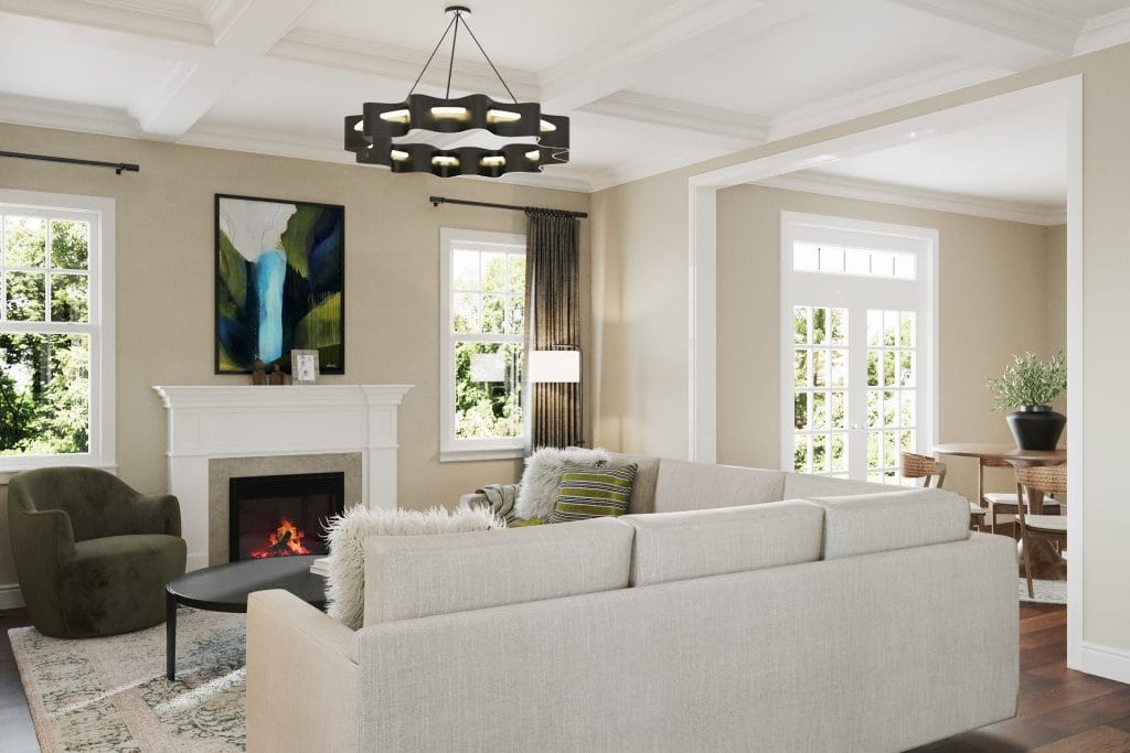 Calm Craftsman living room by Decorilla