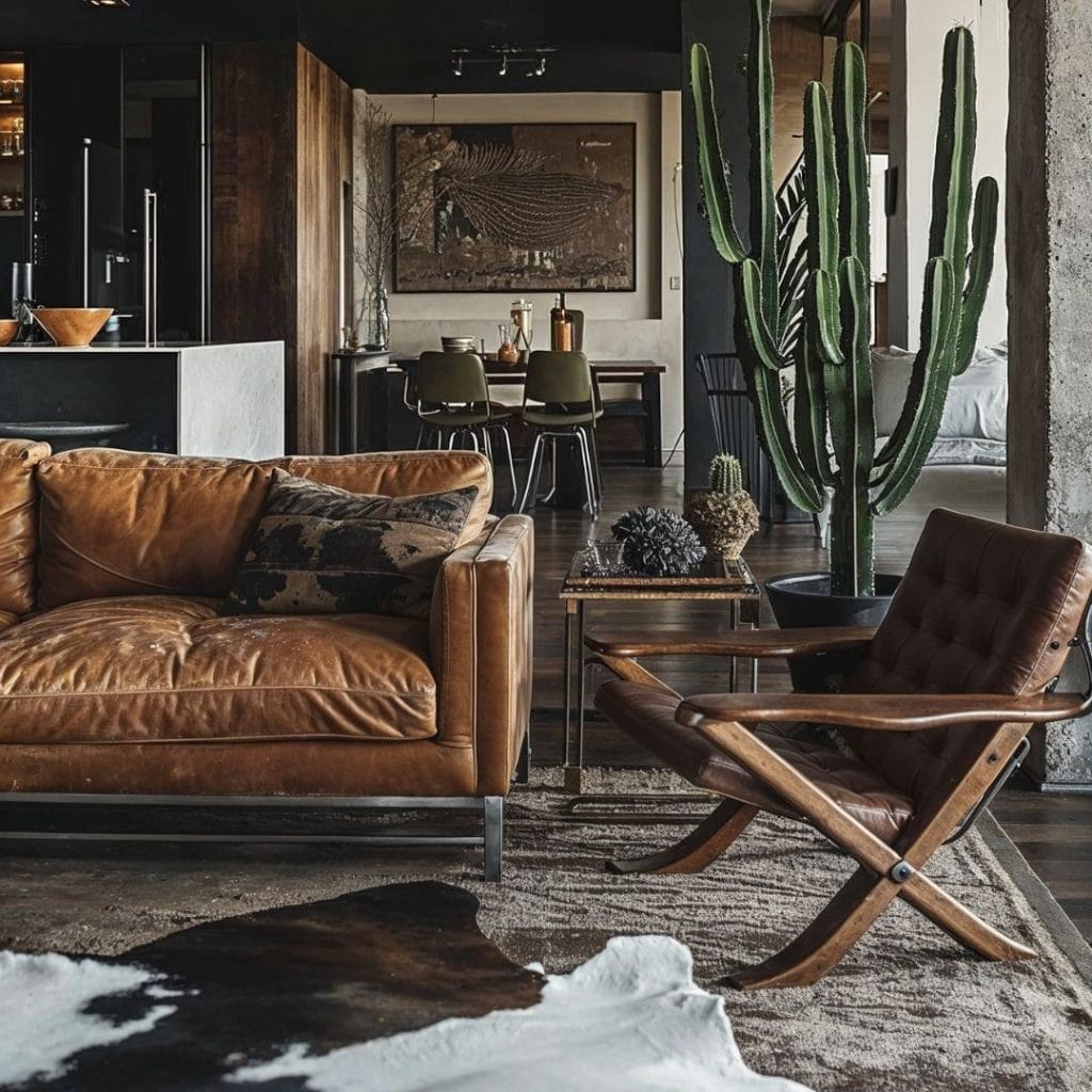 Cow decor trend in a living room by Decorilla