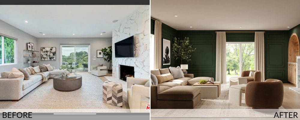Family room before and after design by Decorilla