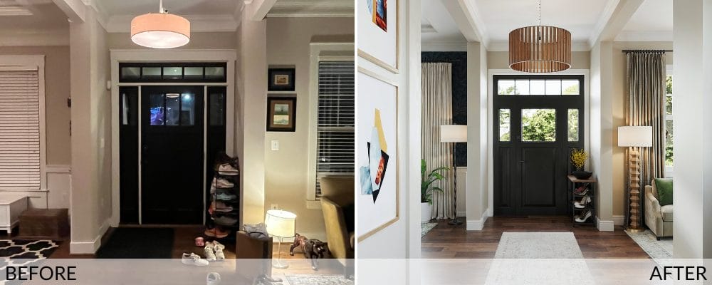Foyer before and after design by Decorilla
