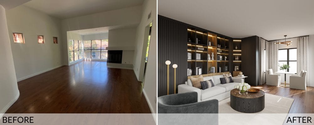 Living room before and after design by Decorilla