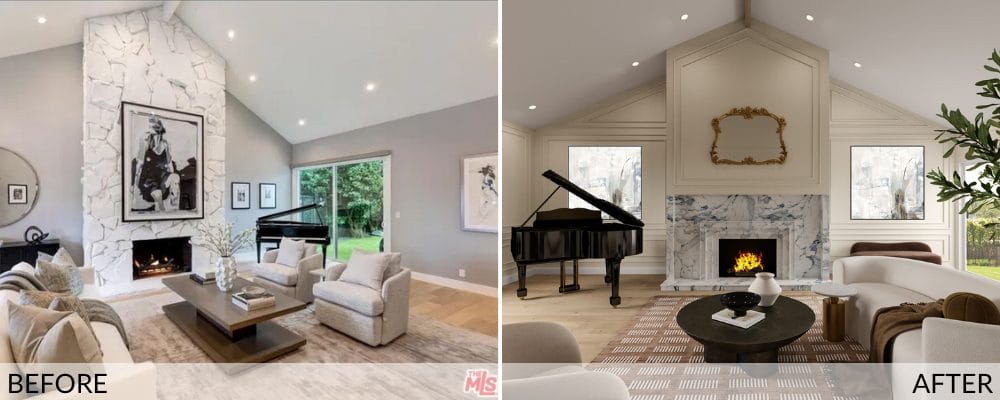 Living room before and after design by Decorilla