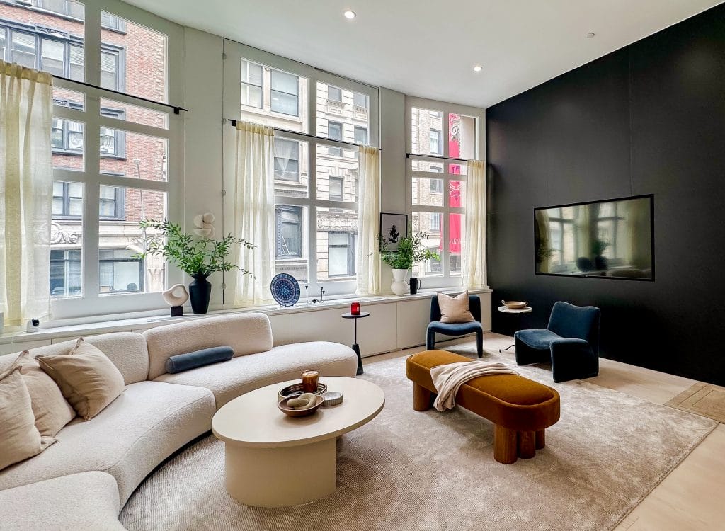 Modern boho living room loft by Decorilla designer Molly I