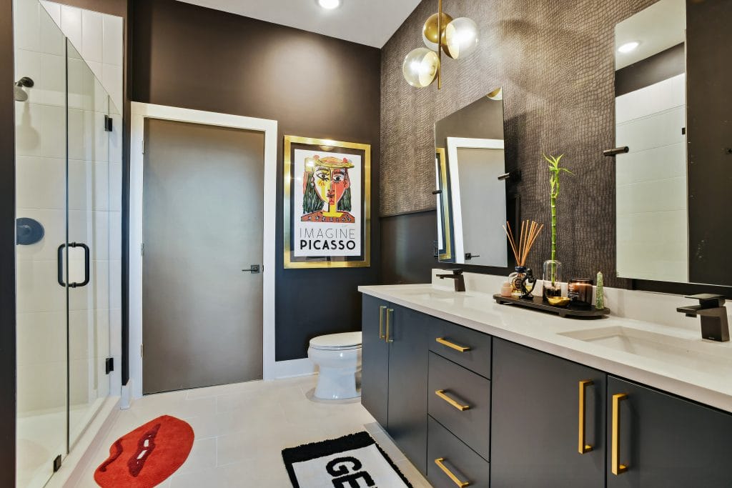 Modern eclectic primary bathroom inspiration by DECORILLA designer, Marve M.