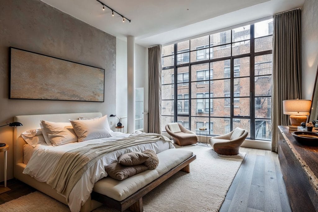 Design de chambre tranquille moderne par Decorilla