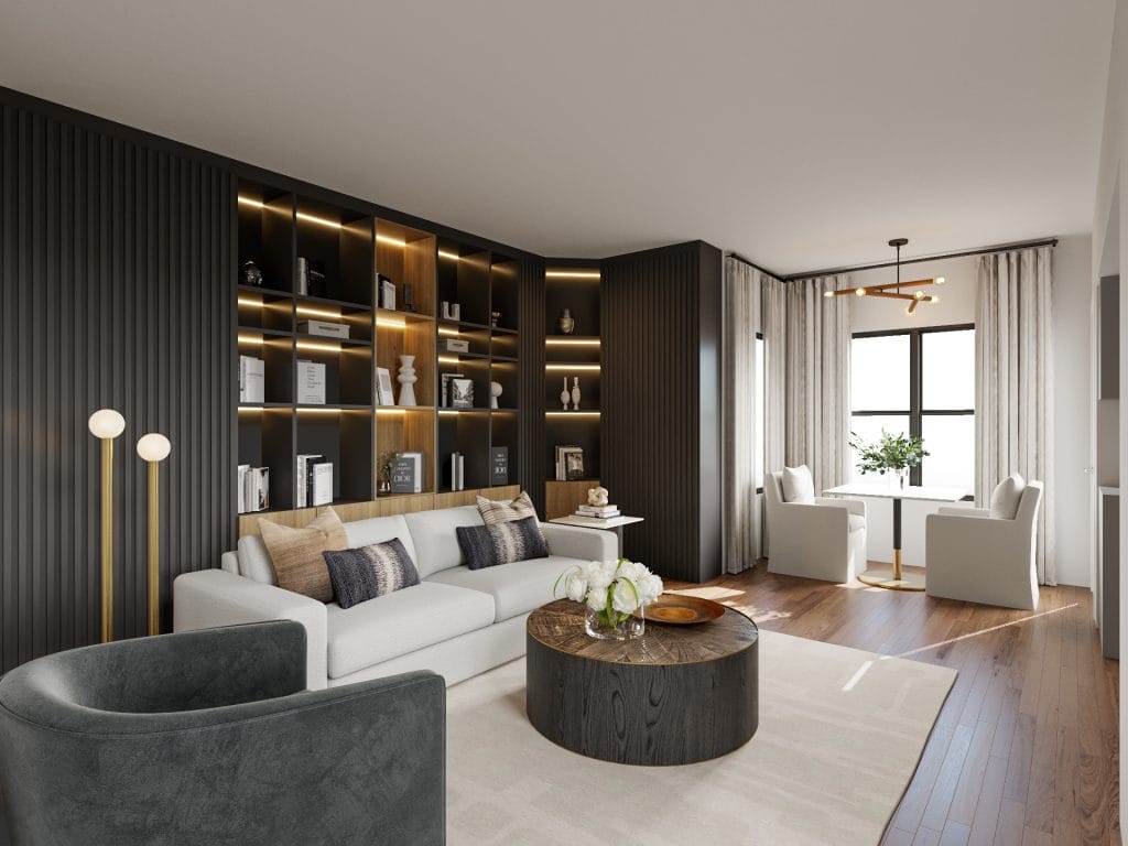 Modern transitional living & dining room by Decorilla