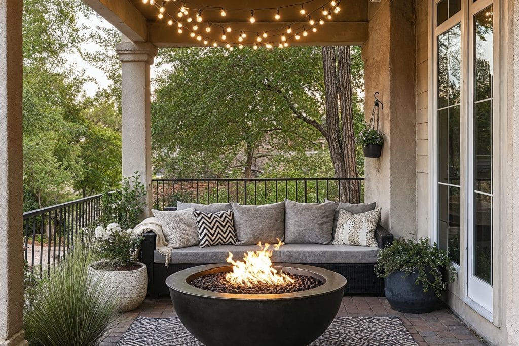 Outdoor decorating ideas with a fire pit, by Decorilla