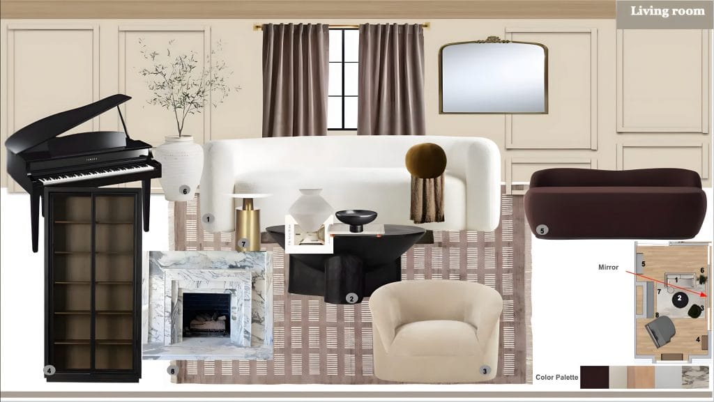 Preliminary proposal for a bespoke interior by Decorilla designer, Shameika B.