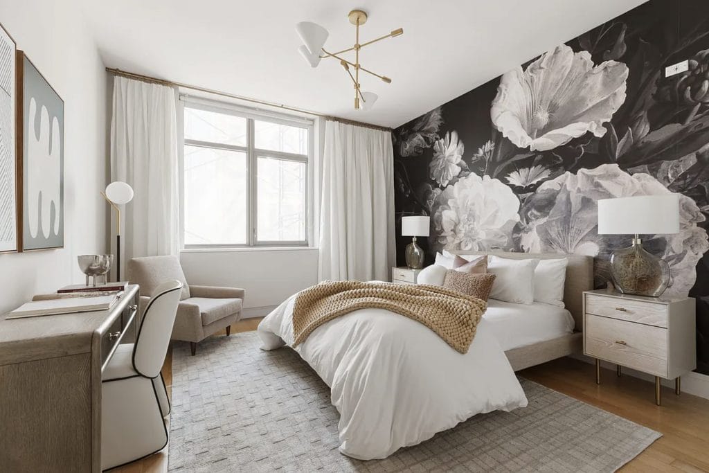 Romantic bedroom lighting design by DECORILLA designer, Leanna S.