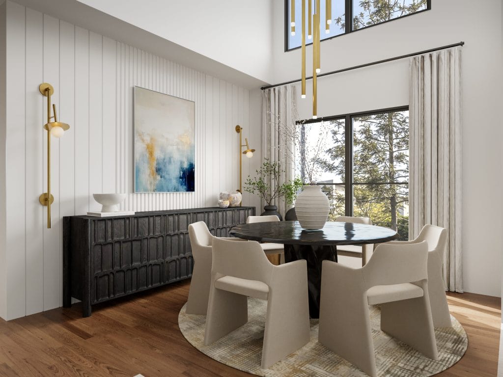 Transitional modern dining room by Decorilla