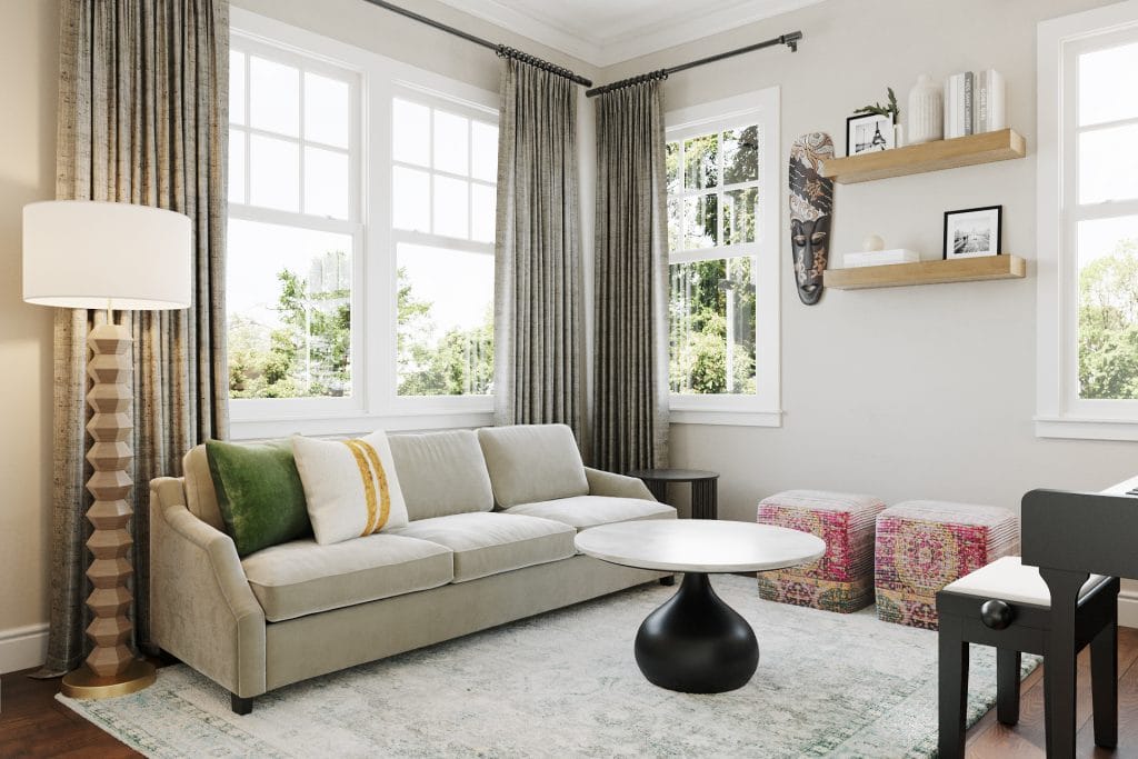 Warm woods and clean lines in a Craftsman home interior by Decorilla