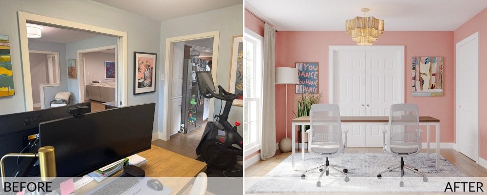 Home office before and after design by Decorilla