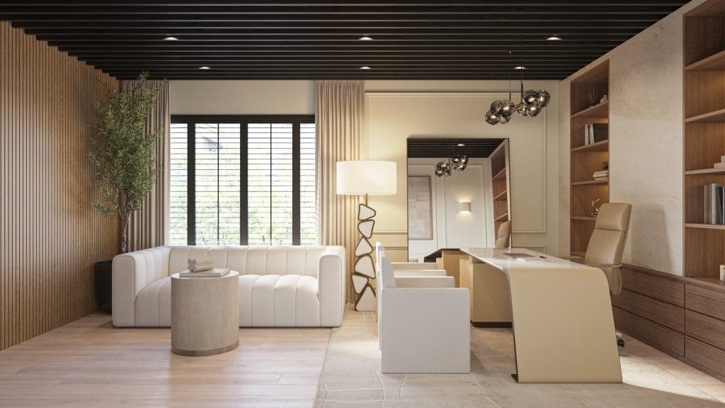 Luxury executive office layout by Decorilla