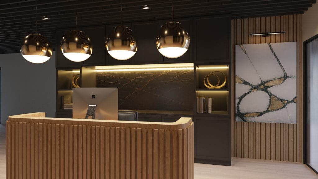 Luxury reception and office interior design by Decorilla