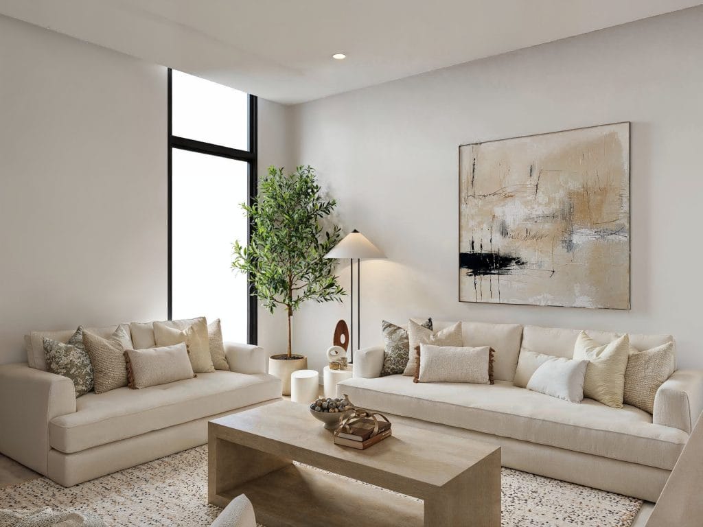 Modern neutral formal living room by Decorilla