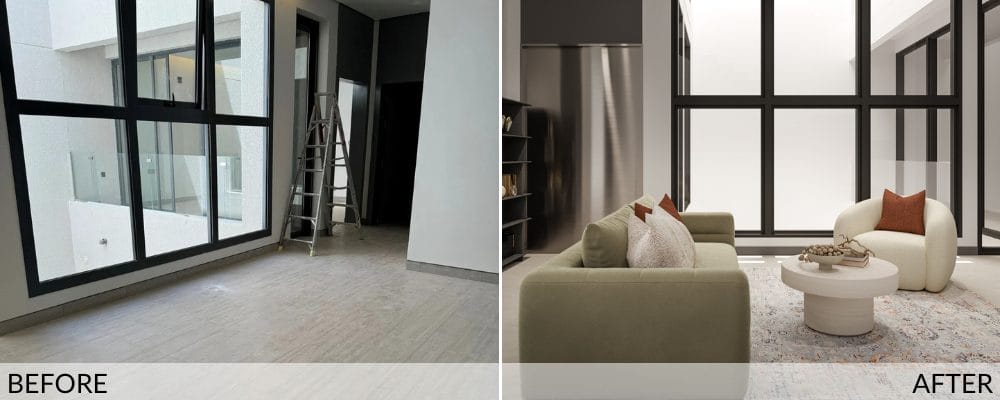 Sitting room before and after design by Decorilla