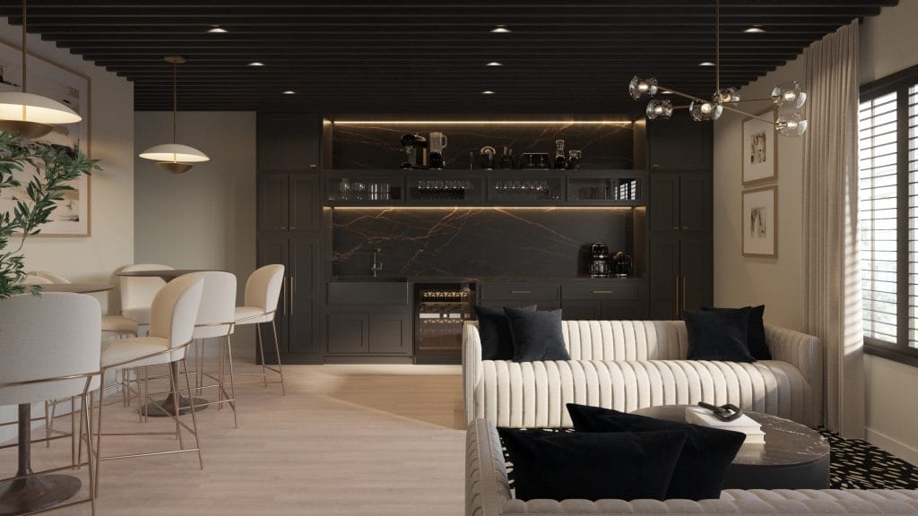 Upscale office kitchenette design by Decorilla