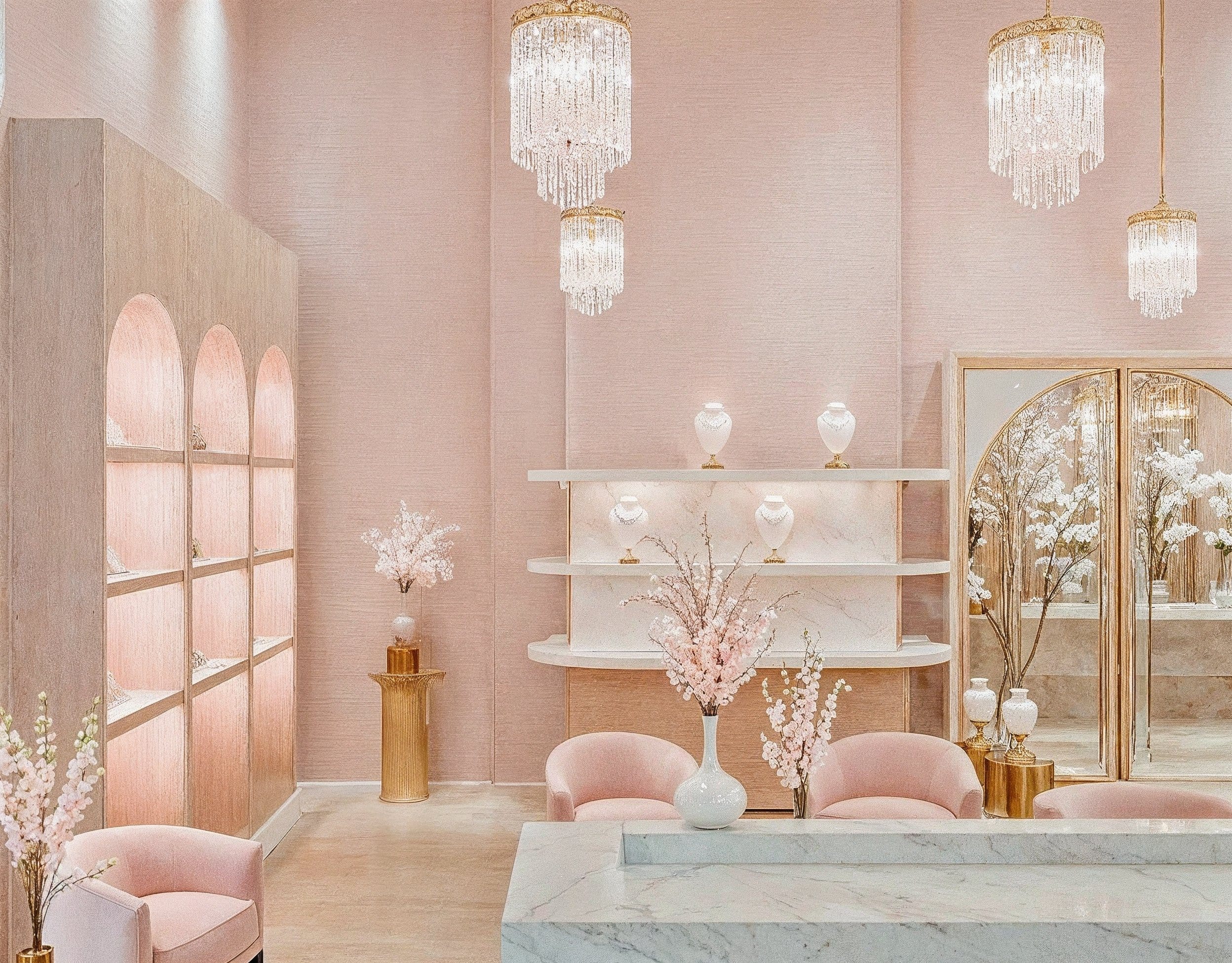 Chic jewelry store design by Decorilla