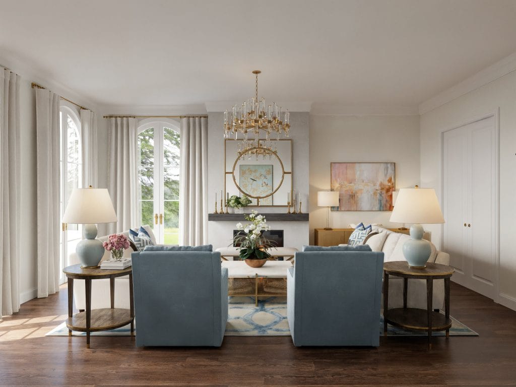 Elegant transitional formal living room by Decorilla