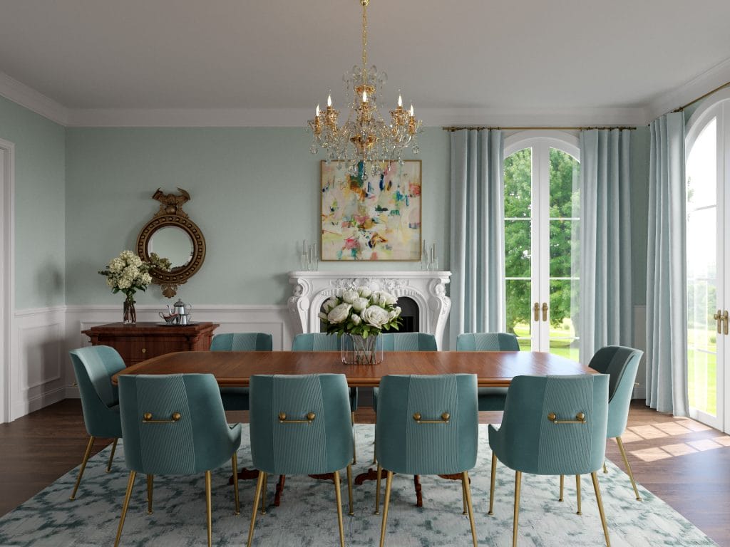 Transitional dining room by Decorilla