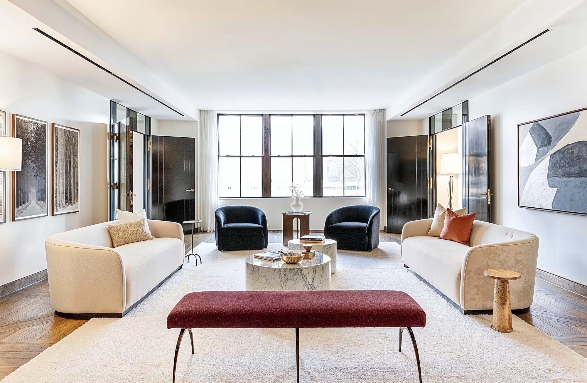 Transitional formal living room by Decorilla designer, Leanna S.