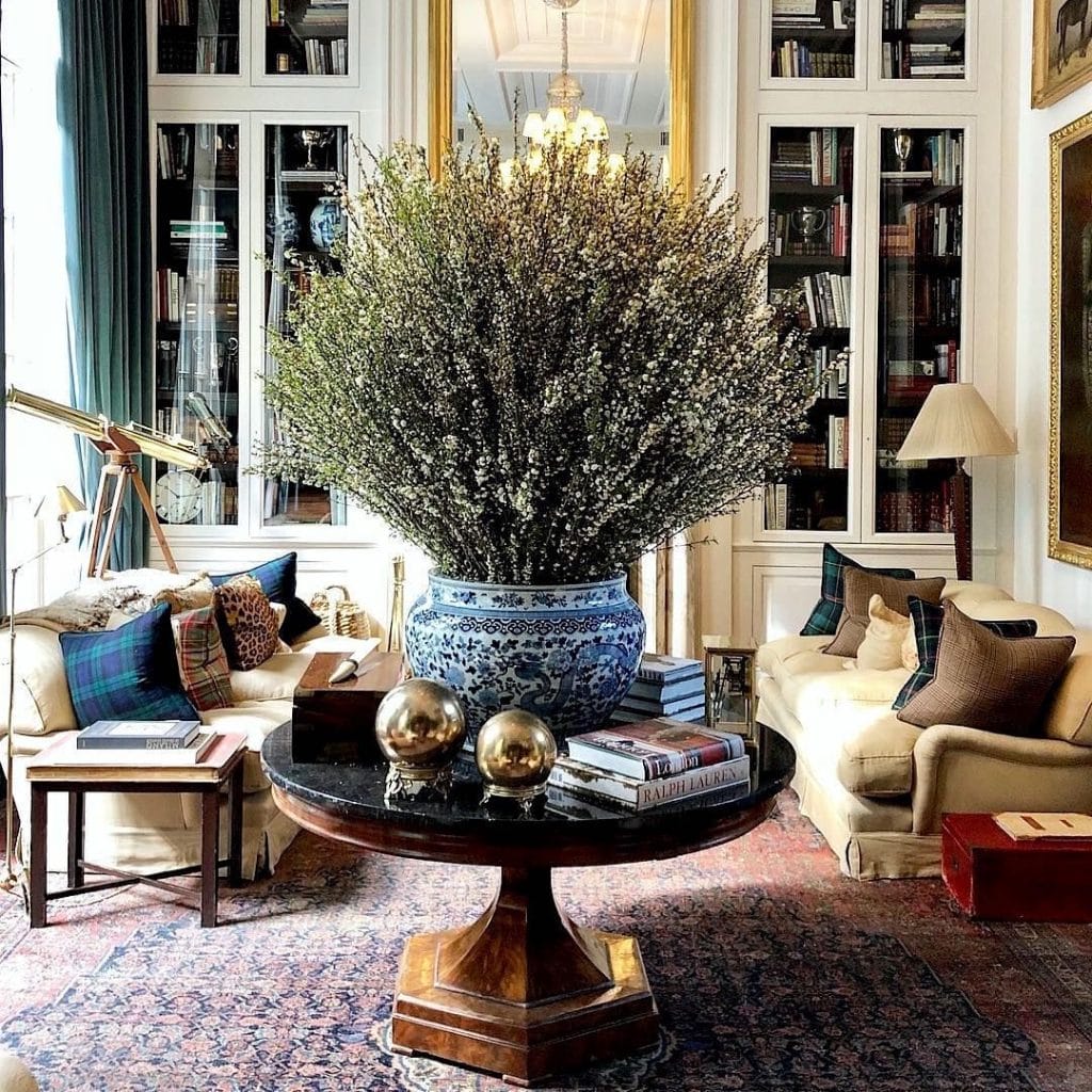 Abundant details in a traditional living room by Decorilla designer, George R.