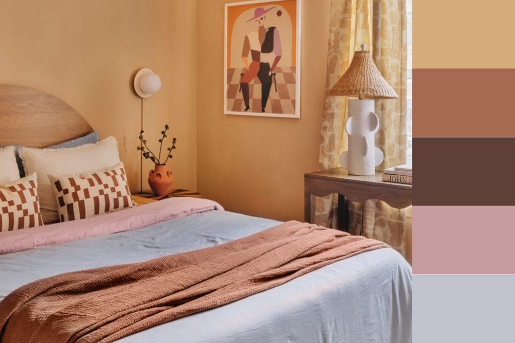 Chic and whimsical caramel bedroom by Decorilla designer, Maja E.