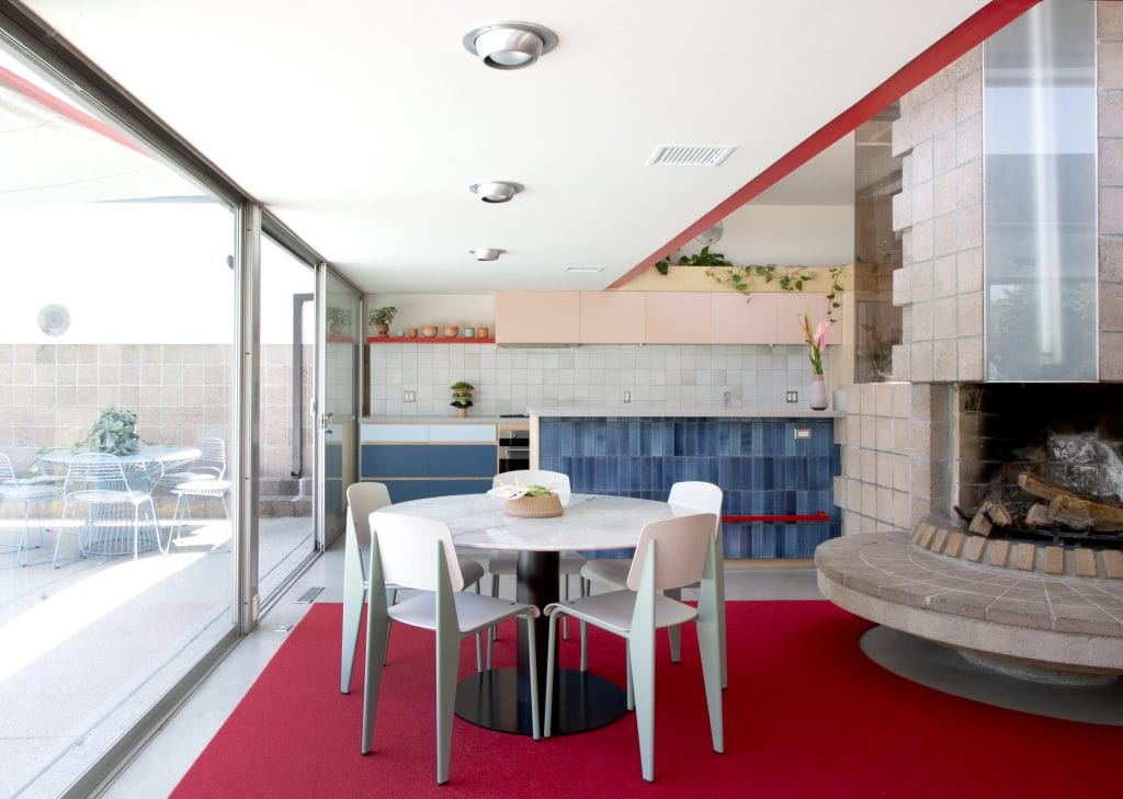 Colorful modern kitchen and dining room by Decorilla designer Jamie M