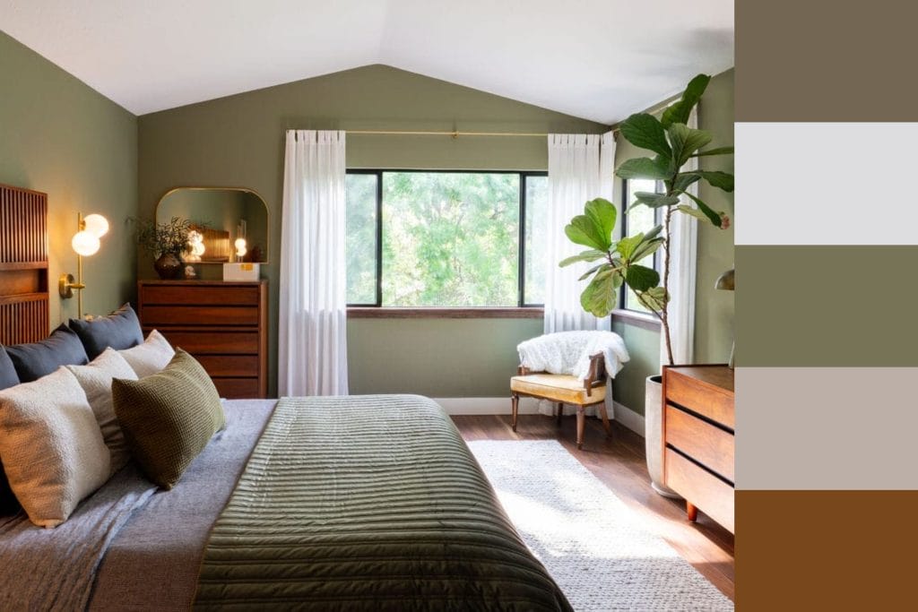 Earth green bedroom by Decorilla designer, Sadi M.