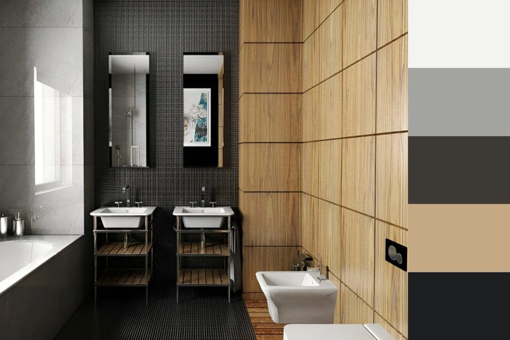 Earth-toned bathroom by Decorilla designer, Alicja S.