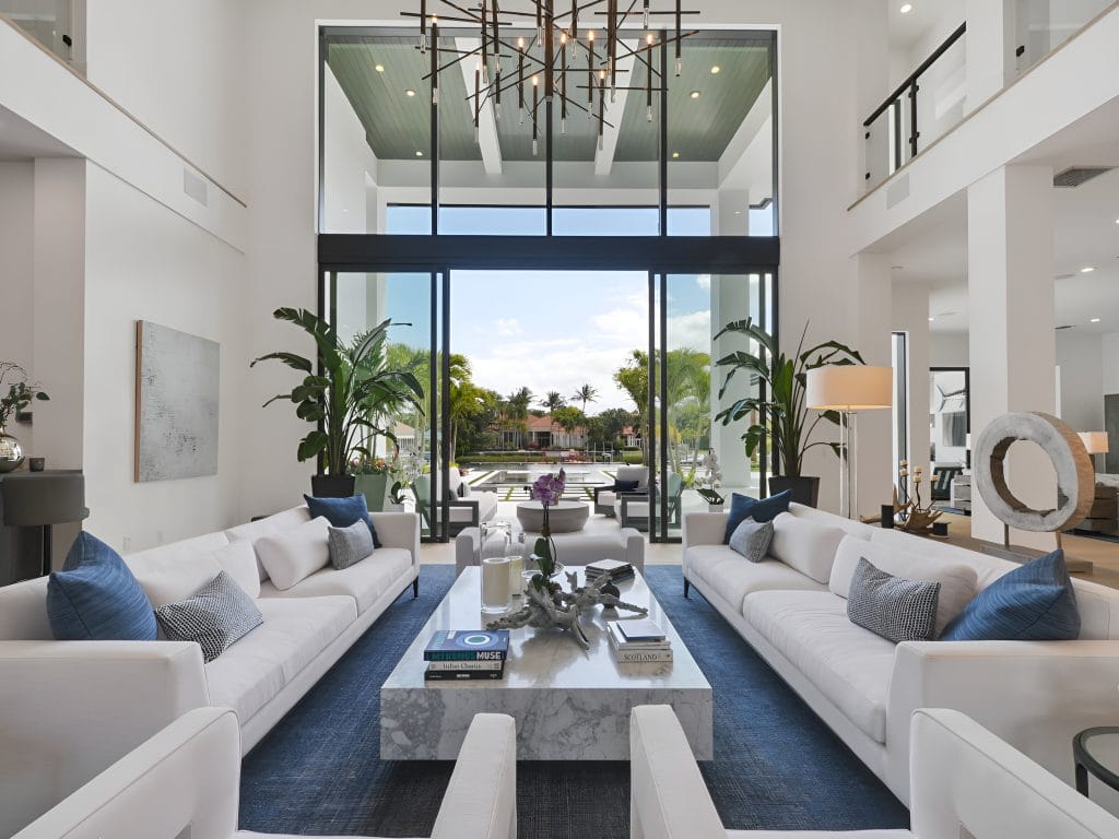 Interior design trends 2026 in a modern coastal living room by Decorilla designer, Judi M