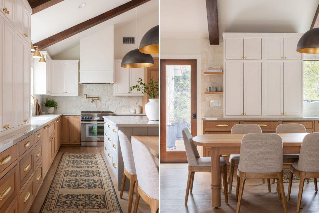 Kitchen cabinet trends 2026 with wood accents in an interior by Decorilla designer, Laura R.