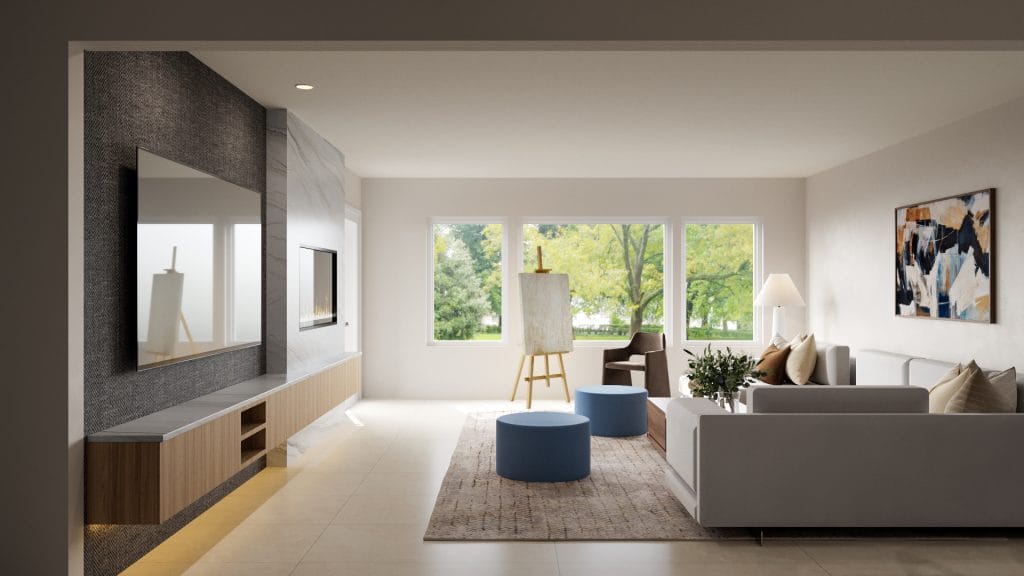 Large tiles establish spatial flow in this modern minimal interior by Decorilla