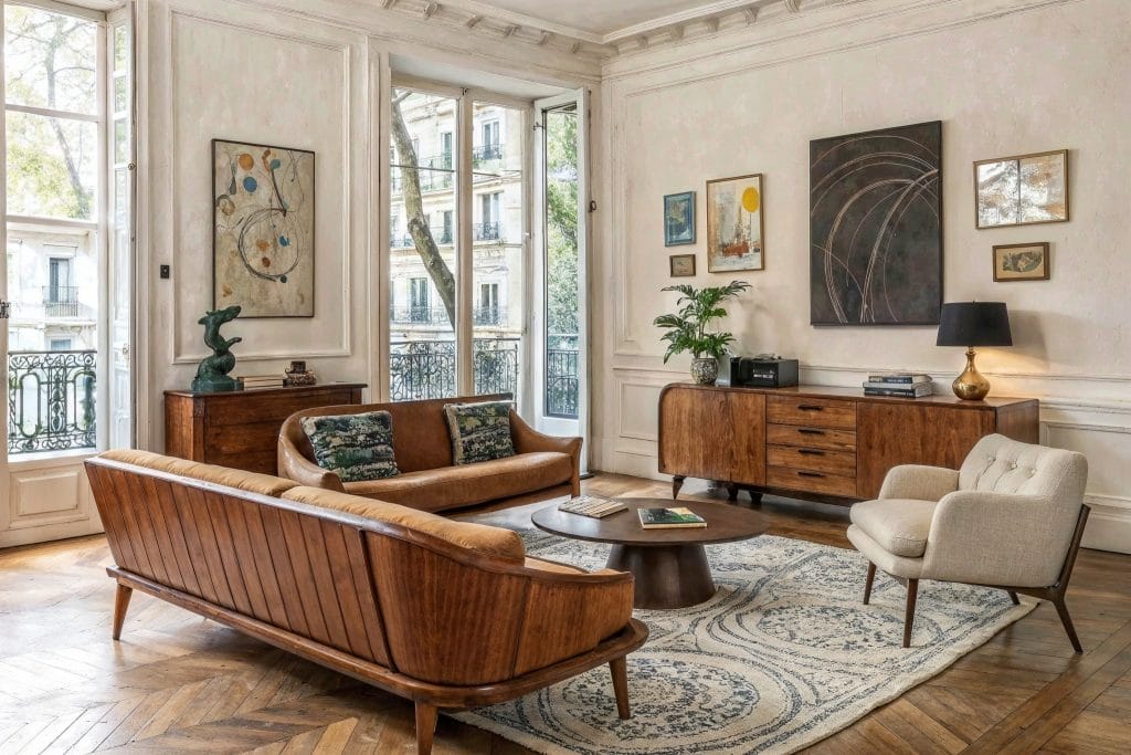 Modern setup in a traditional architectural envelope, a timeless living room by Decorilla