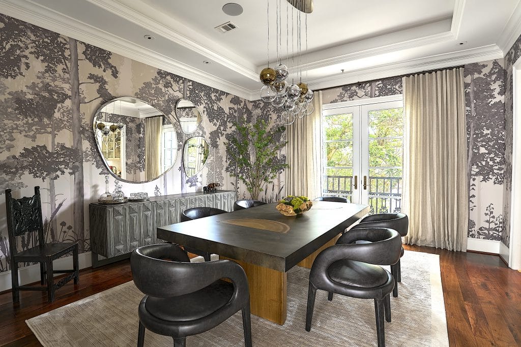 Nature-inspired murals and 2026 trends in dining rooms by Decorilla designer, James H. 