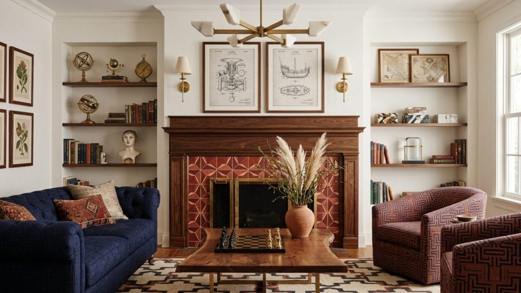 Traditional decor elements in a living room interior by Decorilla
