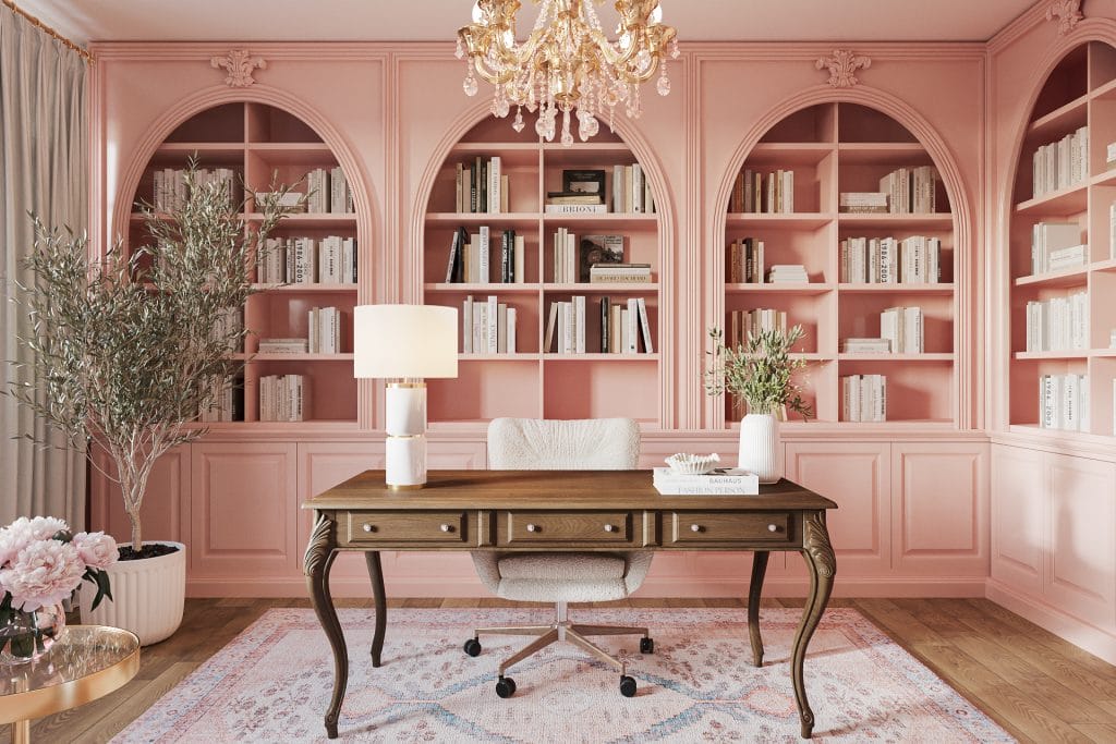French interior style library and home office designed by DecorillaFrench interior style library and home office designed by Decorilla